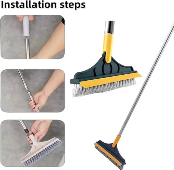 3-in-1-Bathroom-Cleaning-Brush-with-Wiper-Tiles-Cleaning-Brush-with-Handle-Multicolor - Image 2