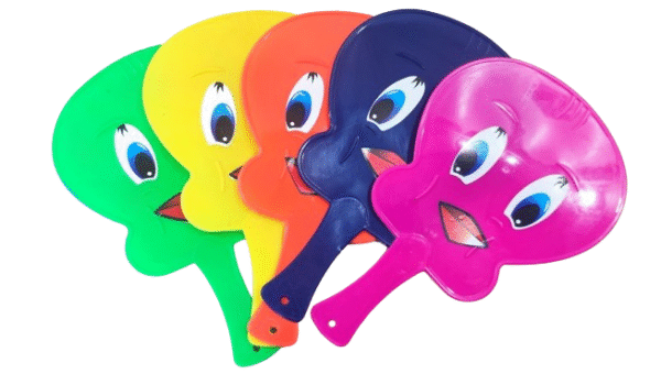 Solid Multicolor, Orange, Green, Pink, Yellow, Blue Hand Fan (Pack of 4) - Image 5