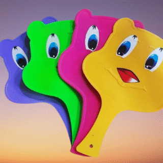 Solid Multicolor, Orange, Green, Pink, Yellow, Blue Hand Fan (Pack of 4)