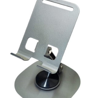 Heavy Metal 360° Phone Stand for Desk Sturdy,Anti-Slip,Height Angle Adjustable Mobile Holder Cellphone Holder Compatible with All Mobile Phones (Grey)