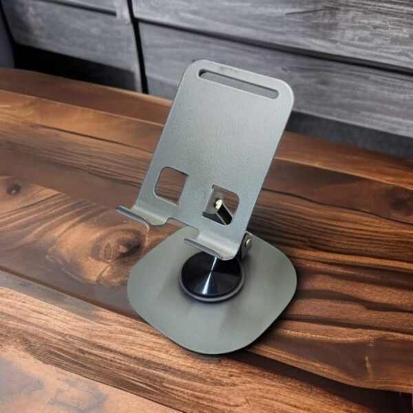 Heavy Metal 360° Phone Stand for Desk Sturdy,Anti-Slip,Height Angle Adjustable Mobile Holder Cellphone Holder Compatible with All Mobile Phones (Grey) - Image 4