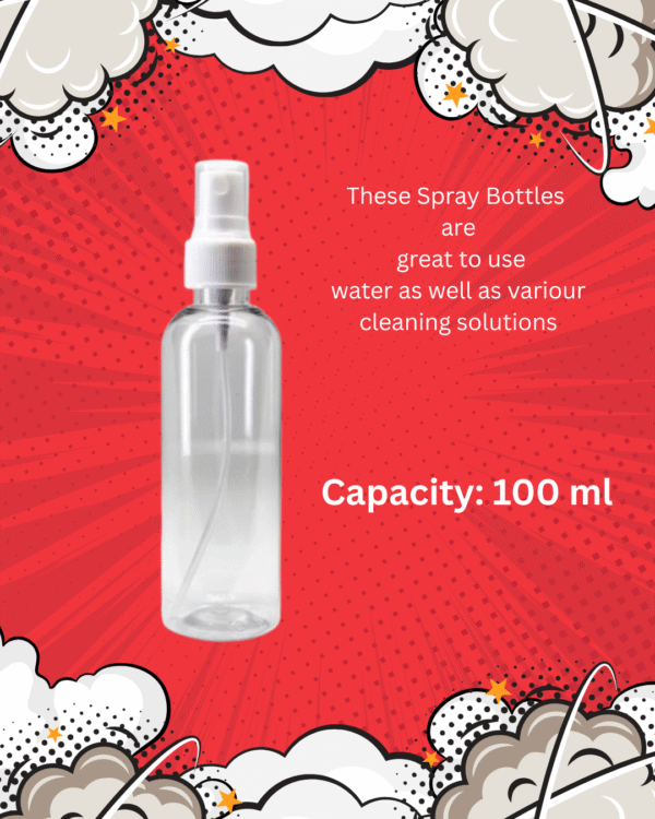 Transparent Plastic Empty Refillable Reusable Fine Mist Spray Bottle Container For Sanitizer, Perfume, Rose Water, Travel, Home Care (Pack of 2) - Image 4