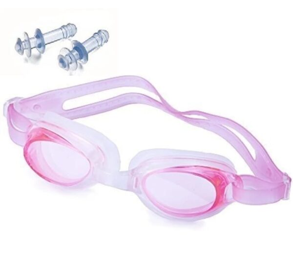 ANTIFOG SILICONE SWIMMING GOGGLES FOR BOYS KIDS ADULTS WITH EARPLUGS Swimming Goggles  (Blue, Pink) - Image 3