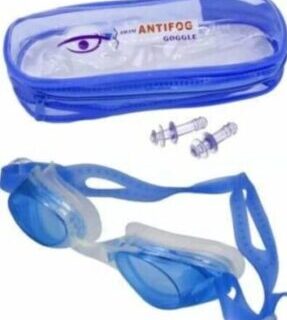 ANTIFOG SILICONE SWIMMING GOGGLES FOR BOYS KIDS ADULTS WITH EARPLUGS Swimming Goggles  (Blue, Pink)