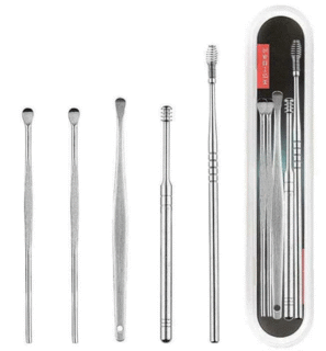 Ear Wax Cleaner - Resuable Ear Cleaner Tools Set with Storage Box - Ear Wax Remover Tool Kit with Ear Curette Cleaner and Spring Ear Buds Cleaner - 6 Pc, (Ear Cleaner 6Pcs)
