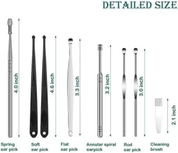 Ear Wax Cleaner - Resuable Ear Cleaner Tools Set with Storage Box - Ear Wax Remover Tool Kit with Ear Curette Cleaner and Spring Ear Buds Cleaner - 6 Pc, (Ear Cleaner 6Pcs) - Image 3