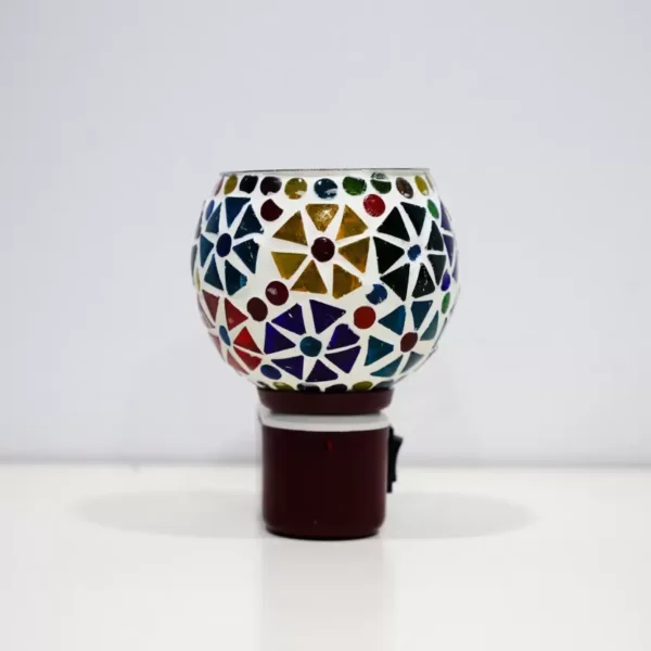 Electric Glossy Beautiful Multi-Color Glass Aroma Oil Diffuser Kapoor Dani/ Camphor Burner Cum Night Lamp with Switch (in-Built On/Off Button for Heating) Hand Crafted Incense Burner Borosilicate Glass, Steel, Ceramic Incense Holder  (Multicolor) - Image 4