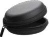 Round Leather Earphone Headphone case Pouch Cover Carrying Case for Earphones Headset Pen Drives SD Cards All Mobile Accessories (Black)