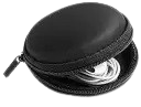 Round Leather Earphone Headphone case Pouch Cover Carrying Case for Earphones Headset Pen Drives SD Cards All Mobile Accessories (Black) - Image 3