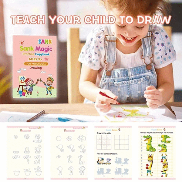 Sank Magic Reusable Practice Copybook Set for Kids Ages 3+ (Math, Alphabet, Drawing, Numbers) - Image 3