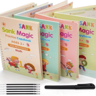 Sank Magic Reusable Practice Copybook Set for Kids Ages 3+ (Math, Alphabet, Drawing, Numbers)