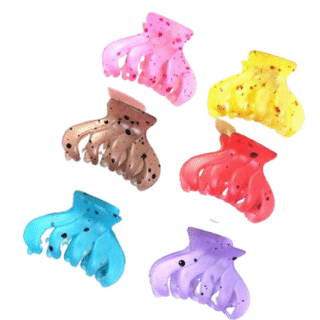Hair Accessory Clutcher Claw clip Dotted Multicolor (Pack of 6)